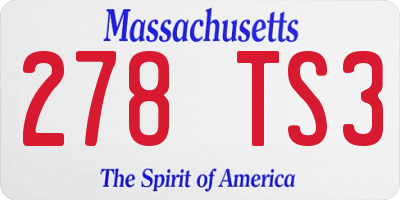 MA license plate 278TS3