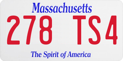 MA license plate 278TS4