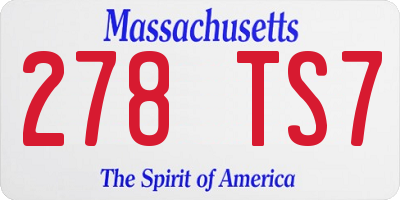 MA license plate 278TS7