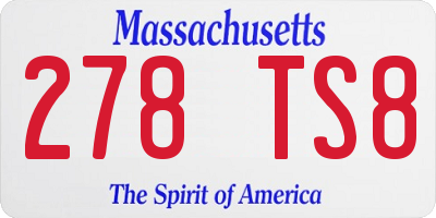 MA license plate 278TS8