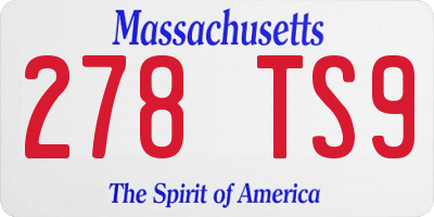 MA license plate 278TS9