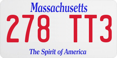 MA license plate 278TT3