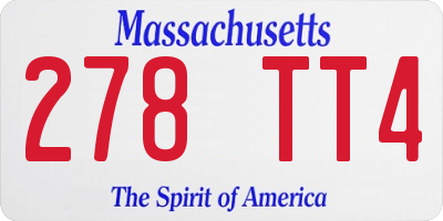MA license plate 278TT4