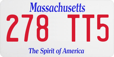 MA license plate 278TT5