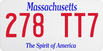 MA license plate 278TT7