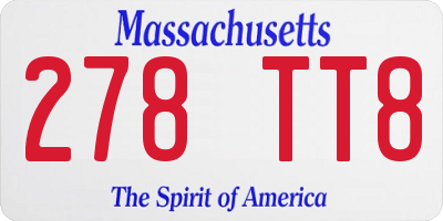 MA license plate 278TT8