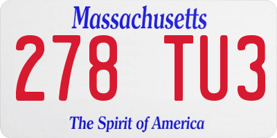 MA license plate 278TU3