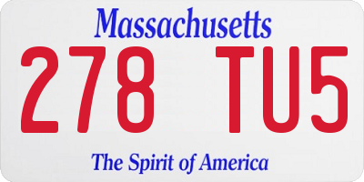 MA license plate 278TU5