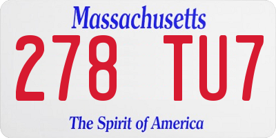 MA license plate 278TU7