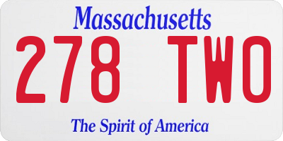 MA license plate 278TW0