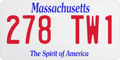 MA license plate 278TW1