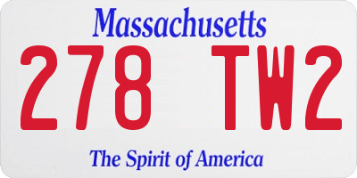 MA license plate 278TW2