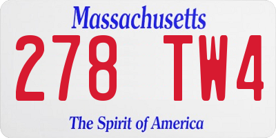 MA license plate 278TW4
