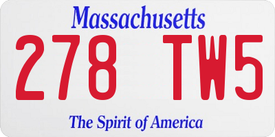 MA license plate 278TW5