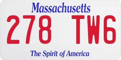 MA license plate 278TW6