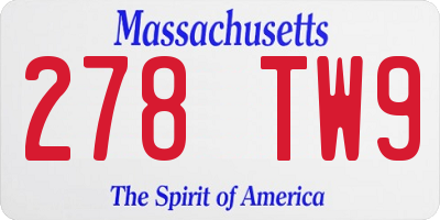 MA license plate 278TW9