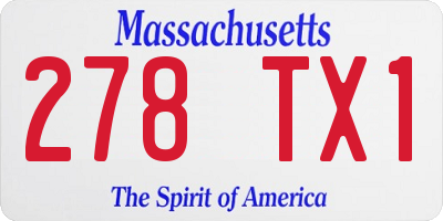 MA license plate 278TX1