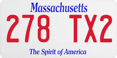 MA license plate 278TX2