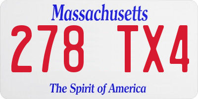 MA license plate 278TX4