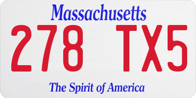 MA license plate 278TX5
