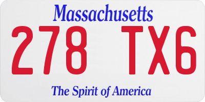 MA license plate 278TX6