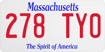 MA license plate 278TY0