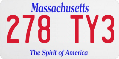 MA license plate 278TY3