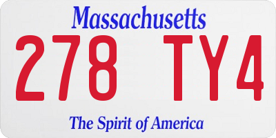 MA license plate 278TY4