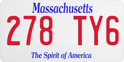 MA license plate 278TY6