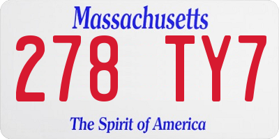 MA license plate 278TY7