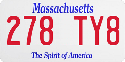 MA license plate 278TY8