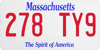 MA license plate 278TY9