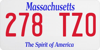 MA license plate 278TZ0