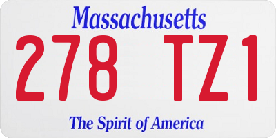 MA license plate 278TZ1