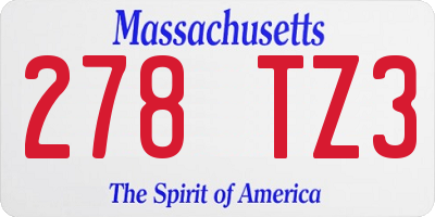 MA license plate 278TZ3