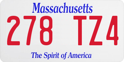 MA license plate 278TZ4