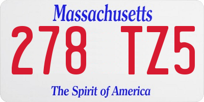 MA license plate 278TZ5