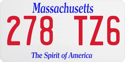 MA license plate 278TZ6