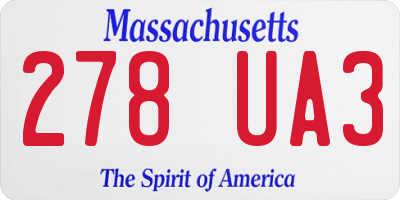 MA license plate 278UA3