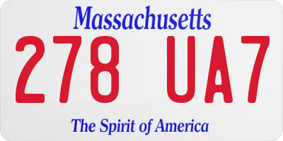 MA license plate 278UA7
