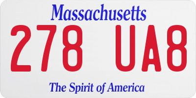 MA license plate 278UA8