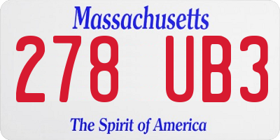 MA license plate 278UB3
