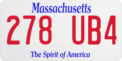 MA license plate 278UB4