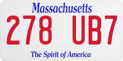 MA license plate 278UB7