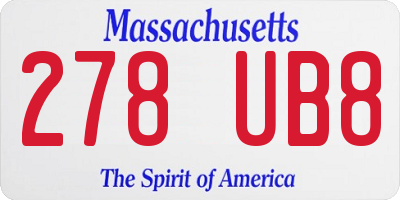 MA license plate 278UB8