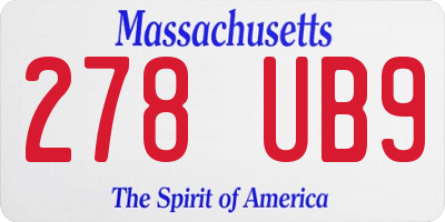 MA license plate 278UB9