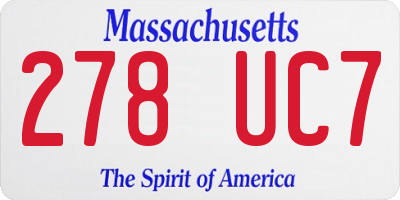 MA license plate 278UC7