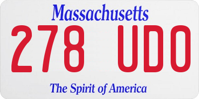 MA license plate 278UD0