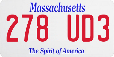 MA license plate 278UD3