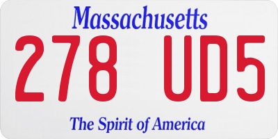 MA license plate 278UD5